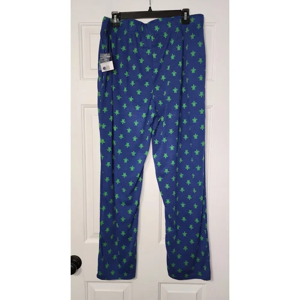 Preswick Moore Pajama‎ Pants Mens Large Turtle Print NWT